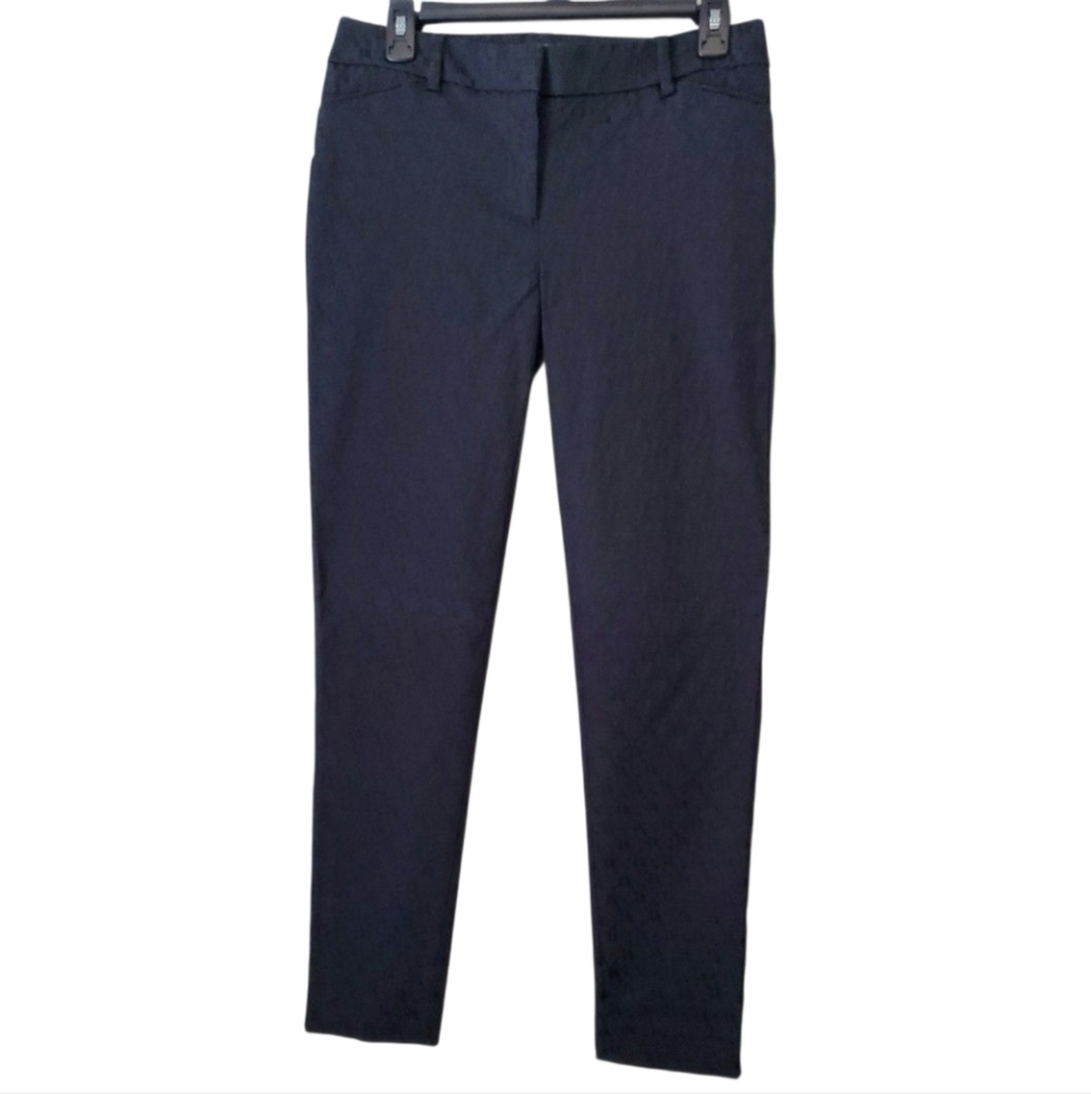 White House Black Market Womens Slim Ankle Jaquard Textured Black Pants Size 2L